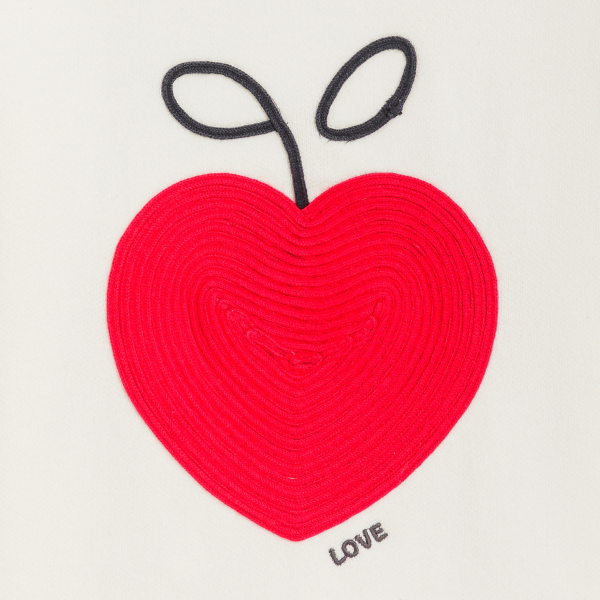 بلوفر منسوج بالغرز ومنمق برسومات باللون البني الفاتح للبنات